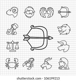 White Series | Hand drawn Zodiac icon set