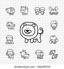 White Series | Hand drawn Zodiac icon set