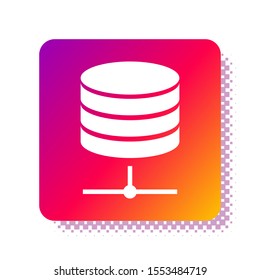 White Server, Data, Web Hosting icon isolated on white background. Square color button. Vector Illustration