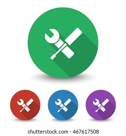 White Service icon in different colors set