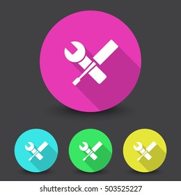 White Service icon in different colors set