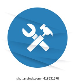 White Service icon label on wrinkled paper