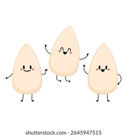 White sesame seed character design. White sesame seed on white background.