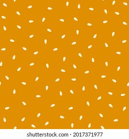 White sesame seeds on a bun, seamless pattern. Top burger with sesame seeds. Repeating vector background.