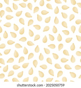 White sesame vector cartoon seamless pattern for template farmer market design, label and packing. Natural energy protein organic super food.