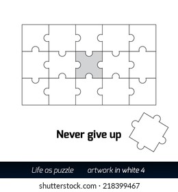 White set of puzzles. Teamwork. Business concept