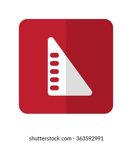 White Set Square flat icon on red rounded square on white