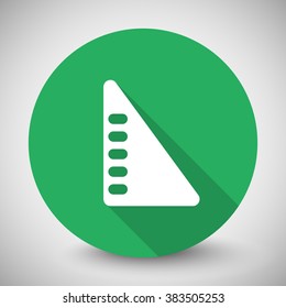 White Set Square icon with long shadow on green circle