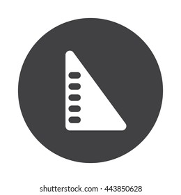 White Set Square icon on black button isolated on white