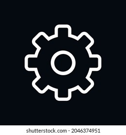 white settings flat icon on black background