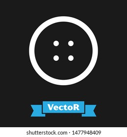 White Sewing button for clothes icon isolated on black background. Clothing button.  Vector Illustration