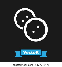 White Sewing button for clothes icon isolated on black background. Clothing buttons.  Vector Illustration