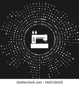 White Sewing machine icon isolated on grey background. Abstract circle random dots. Vector Illustration