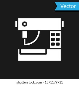 White Sewing machine icon isolated on black background.  Vector Illustration