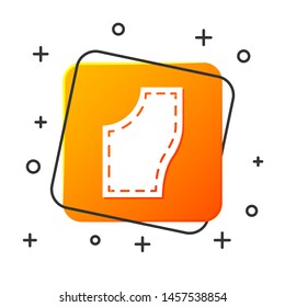 White Sewing Pattern icon isolated on white background. Markings for sewing. Orange square button. Vector Illustration