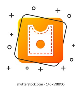 White Sewing Pattern icon isolated on white background. Markings for sewing. Orange square button. Vector Illustration