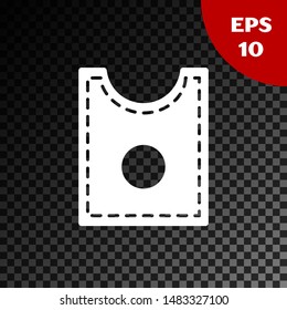 White Sewing Pattern icon isolated on transparent dark background. Markings for sewing.  Vector Illustration