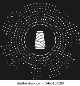 White Sewing thread on spool icon isolated on grey background. Yarn spool. Thread bobbin. Abstract circle random dots. Vector Illustration