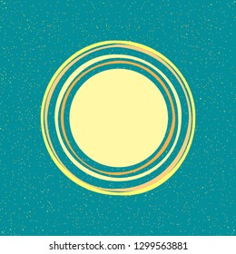 White shabby round frame on blue speckled background. Vintage text box, good for card. Vector illustration. 
