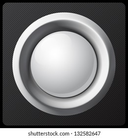 White shaded plastic button vector template on black background