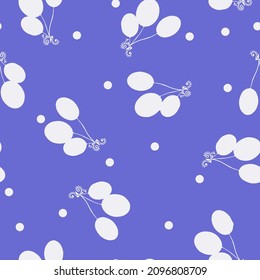 White shadow balloons and small circles on a blue background, vector pattern for decor, fabric, textile, paper, children