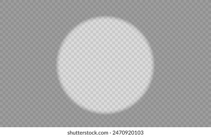 White shadow on a transparent background. Round Bright light effect. The circle for illumination is bright.