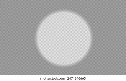 White shadow on a transparent background. Round Bright light effect. The circle for illumination is bright.