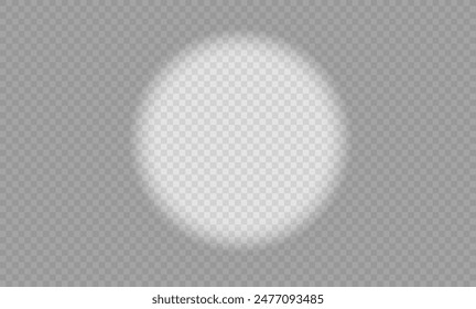 White shadow on a transparent background. Round Bright light effect. The circle for illumination is bright.