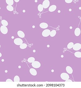 Sombras blancas de globos y pequeños círculos sobre un fondo lilaco, patrón vectorial para la decoración, tela, papel, niños