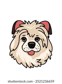 White shaggy cute cartoon dog, logo
or sketch of a pet store