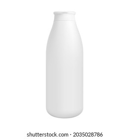 White shampoo bottle. Cosmetic hair lotion container blank. Liquid soap tube design. Round tubular bottle, bathroom milk liquid, gel package realistic template, shiny object