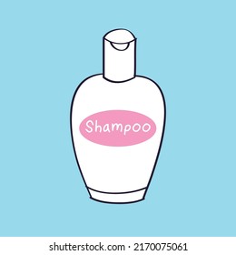 White shampoo bottle with label isolated cartoon vector illustration