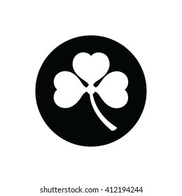 White shamrock icon vector illustration. 