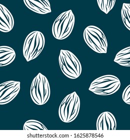 White shape almond seamless pattern background vector illustration
