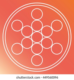 White Shape design represented by Sacred geometry icon. Colorfull illustration. Orange background