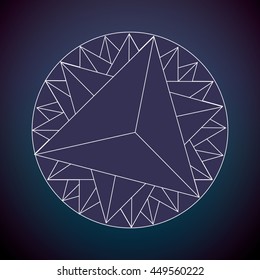 White Shape design represented by Sacred geometry icon. Colorfull illustration. Blue background