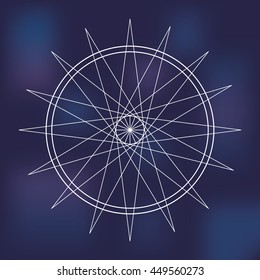 White Shape design represented by Sacred geometry icon. Colorfull illustration. Blue background