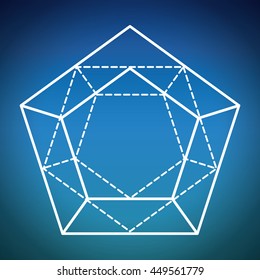 White Shape design represented by Sacred geometry icon. Colorfull illustration. Blue background