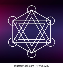 White Shape design represented by Sacred geometry icon. Colorfull illustration. Blue background