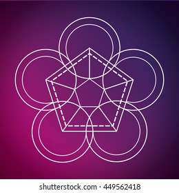 White Shape design represented by Sacred geometry icon. Colorfull illustration. Blue background