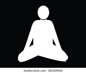 White shape of meditation man icon on black background