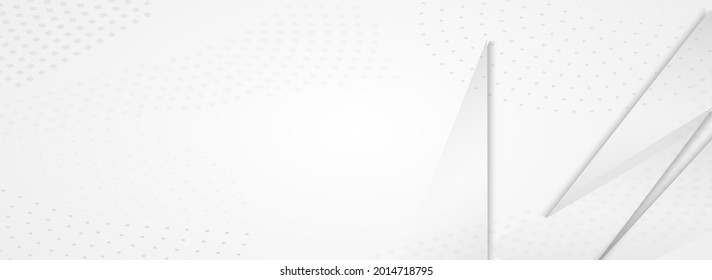 Vector gráfico de formas blancas Fondo gris panorámico. Certificado profesional. Volante De Elementos Ligeros De Moda. Afiche moderno.