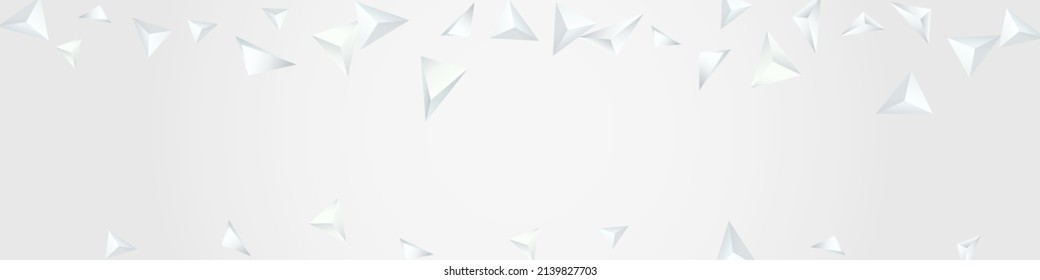 White Shapes Graphic Vector Panoramic Gray Background. Geometric Modern Magazine. Light Abstract Template. Trendy Triangle Banner.