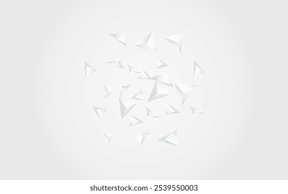 White Shapes Minimal Vector  Gray Background. Triangle Trendy Catalog. Transparent Dynamic Decoration. Creative Elements Layout.
