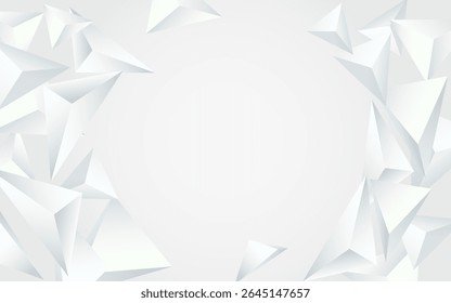 White Shapes Minimalist Vector  Gray Background. Elements Technology Cover. Light Dynamic Layout. Abstract Geometric Poster.