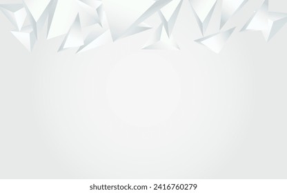 White Shapes Modern Vector  Gray Background. Elements Minimal Card. Light Technology Brochure. Graphic Triangle Cover.