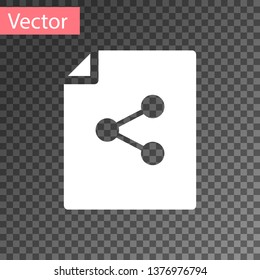 White Share file icon isolated on transparent background. File sharing. File transfer sign. Vector Illustration