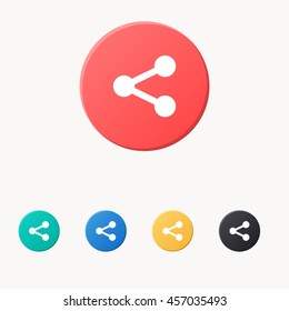 white share icon or button in flat style isolated vector illustration on colorful background
