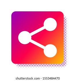 White Share icon isolated on white background. Share, sharing, communication pictogram, social media, connection, network, distribute sign. Square color button. Vector Illustration