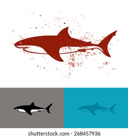 White shark black vector logo